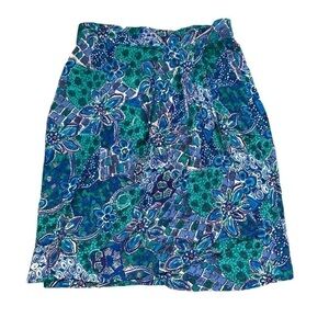 Vintage floral faux wrap pleated crepe mini skirt